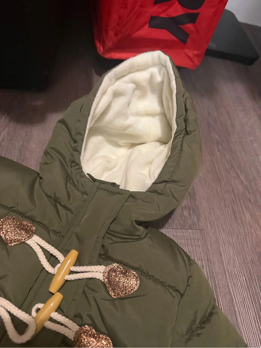 Pink Platinum Olive Hooded Puffer Coat- 12 month- nwt